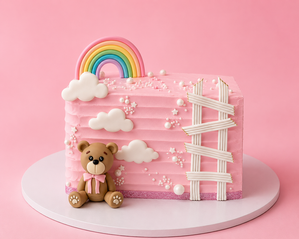 Rainbow Teddy Textured Cake