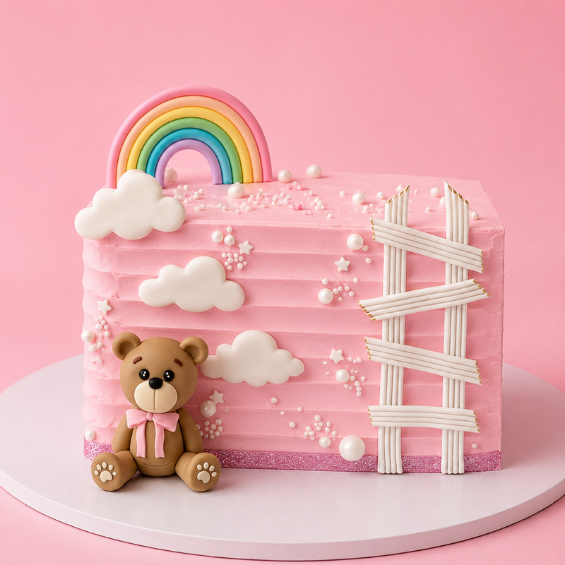 Rainbow Teddy Textured Cake