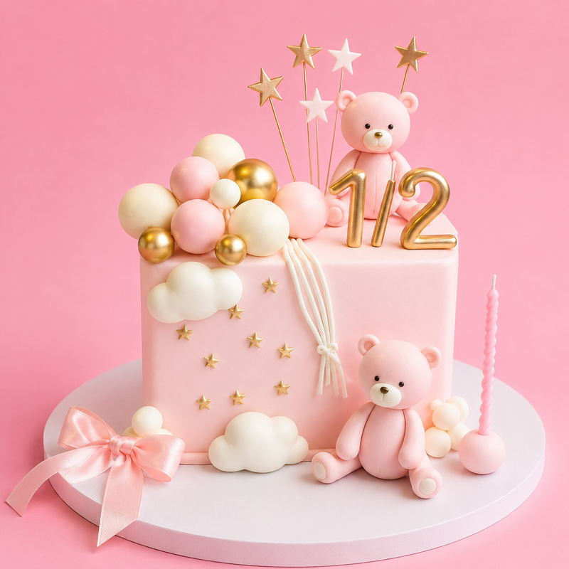 Teddy Balloon Number Cake