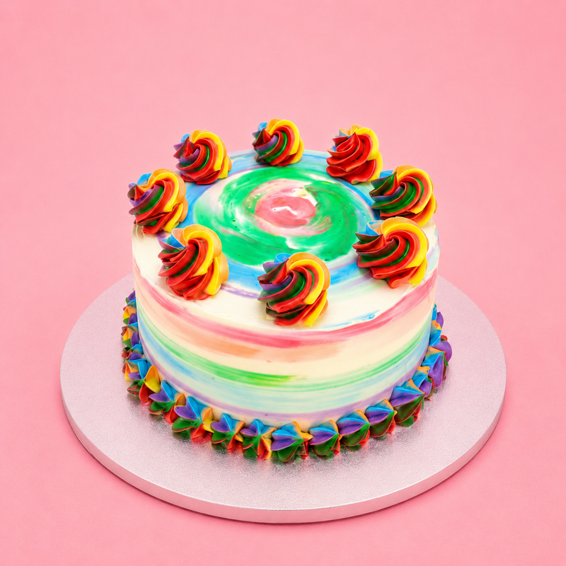 Classic Rainbow Swirl Fresh Cream Cake