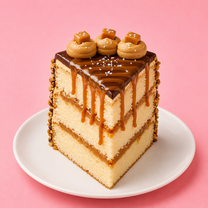 Salted Caramel Cake Slice