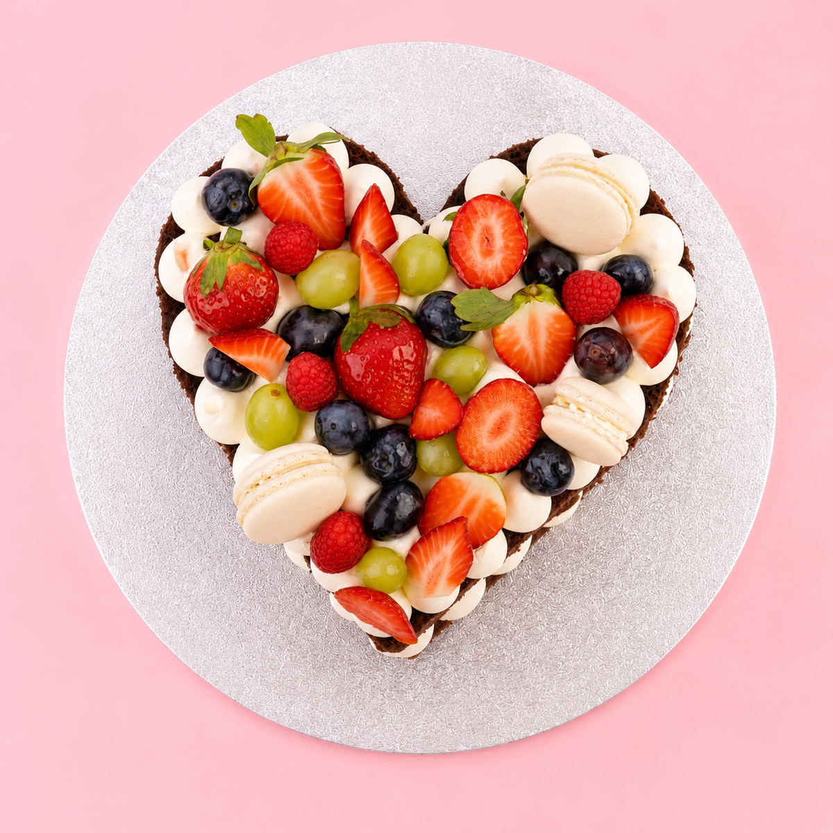 Chocolate Fruit Heart Cake