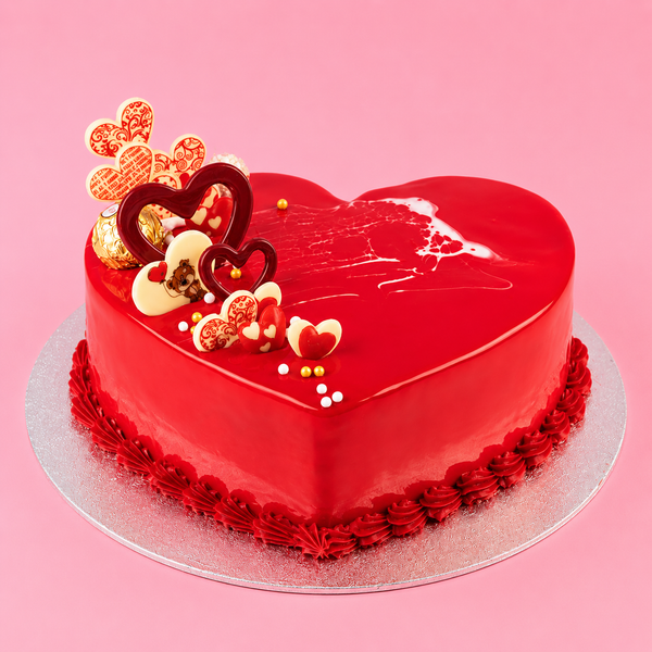 Valentine's Mirror Glaze Heart Cake