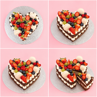 Classic Fresh Fruit Macaron Heart Cake