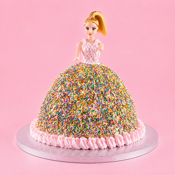 Rainbow Multi-Sprinkle Princess Doll Cake