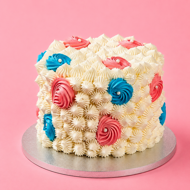 Classic Rosette Gender Reveal Cake