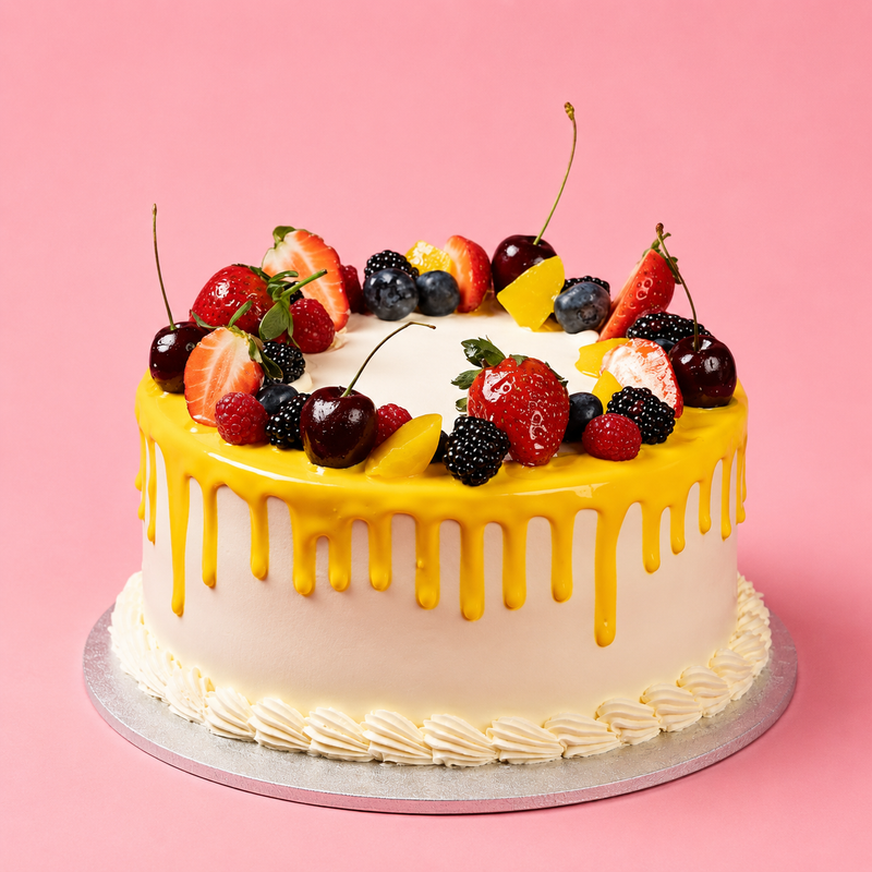 Classic Tropical Fruit Drip Cake