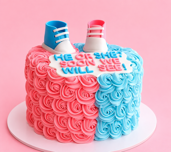 Team Pink or Team Blue Rosette Cake