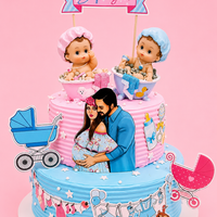 Family Gender Reveal Celebration Cake