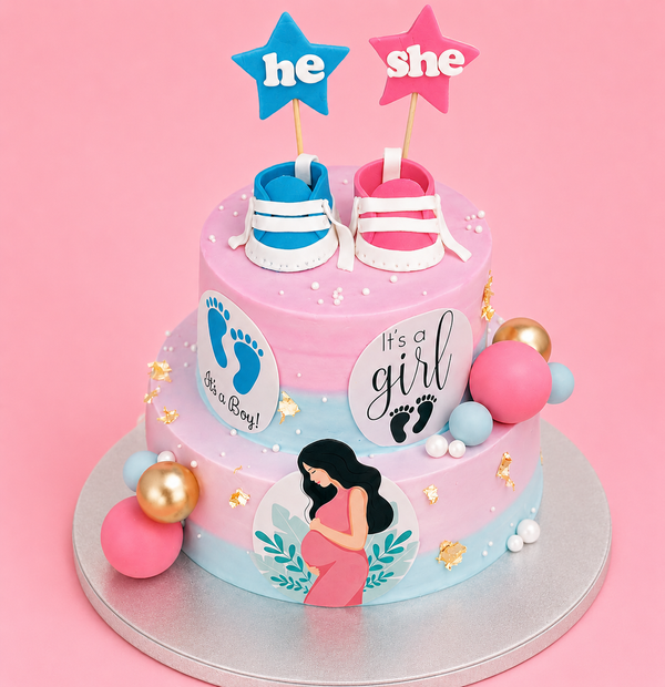 He or She Baby Shower Cake