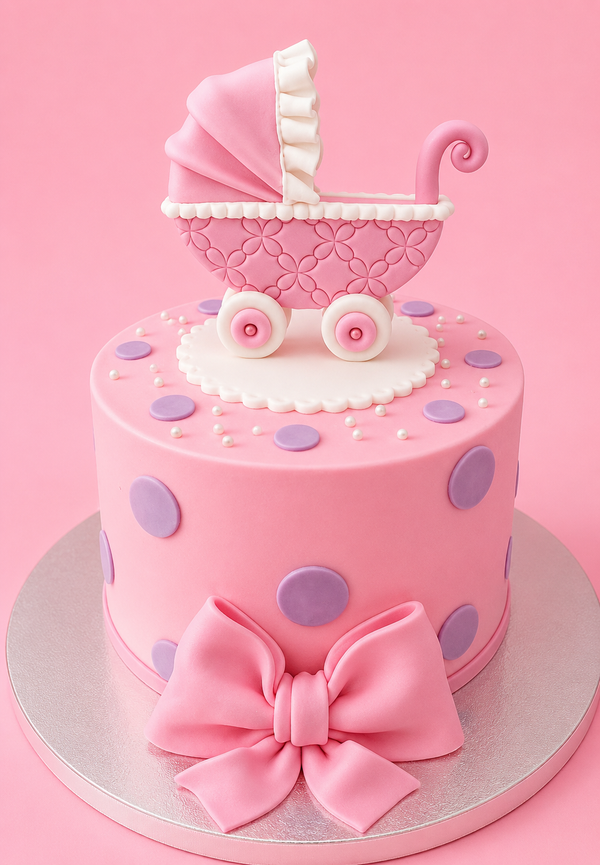 Pink Baby Pram Cake
