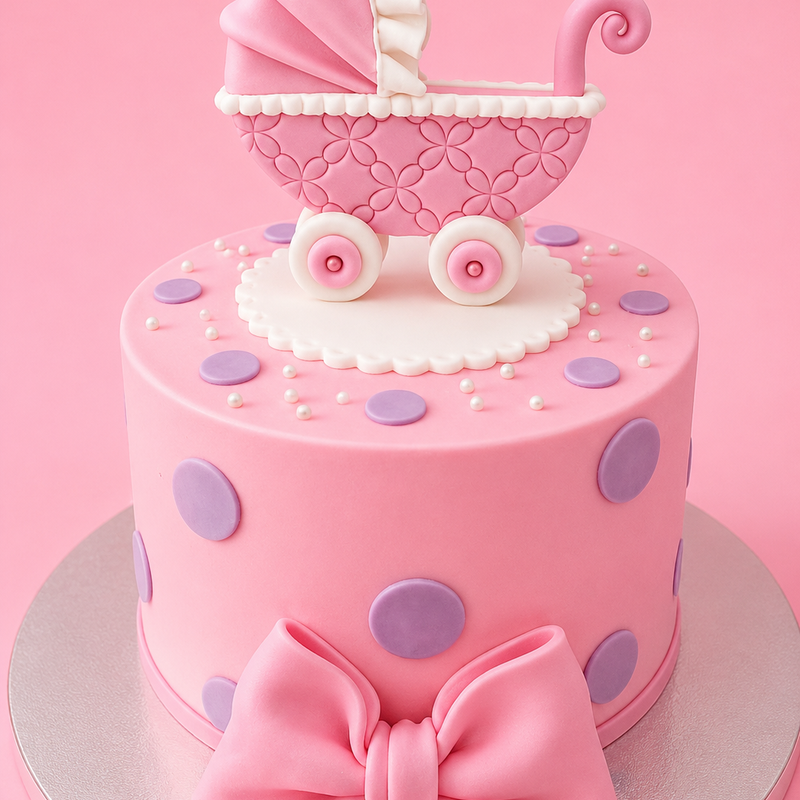 Pink Baby Pram Cake