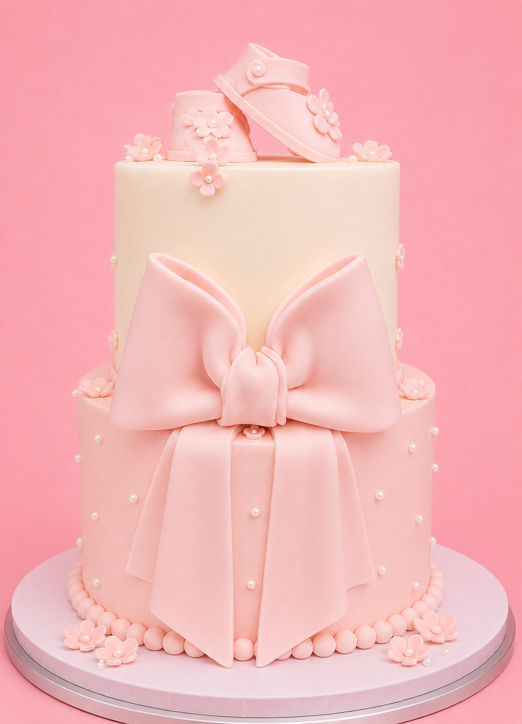 Elegant Baby Bow Cake