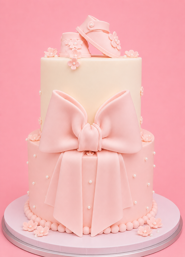 Elegant Baby Bow Cake
