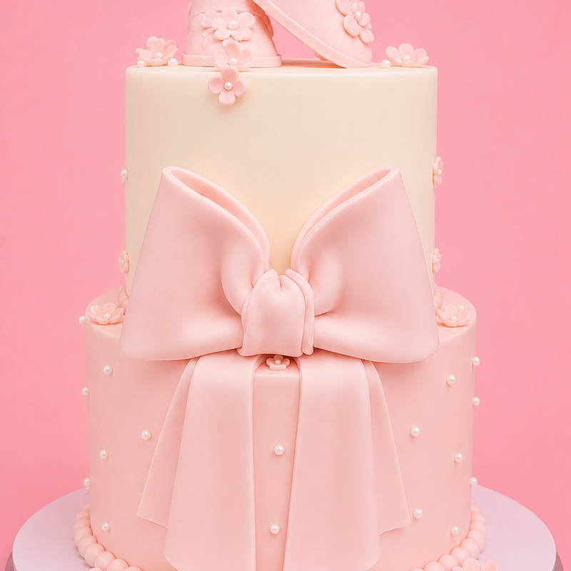 Elegant Baby Bow Cake
