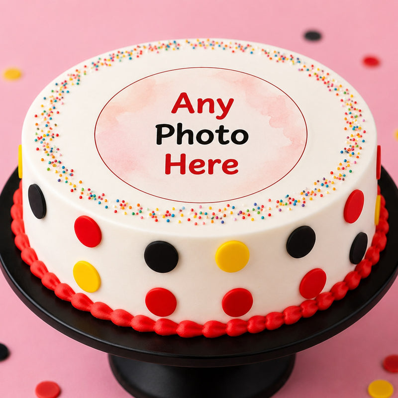 Circus Dot Photo Cake (Front View)