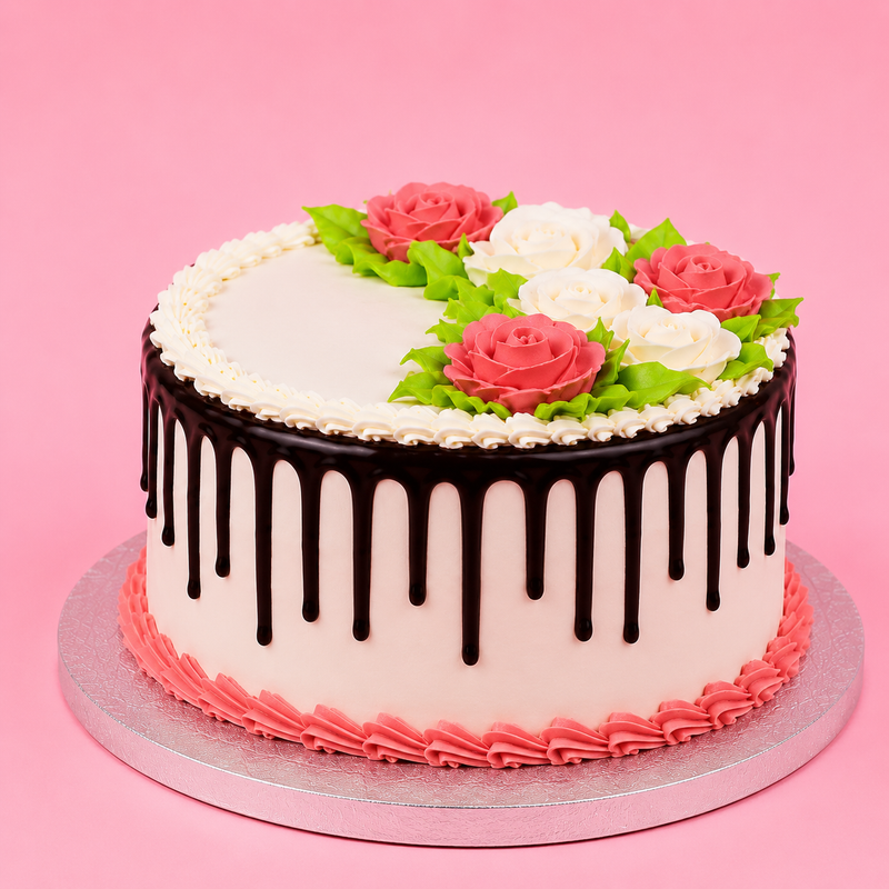 Classic Floral Dripping Cake