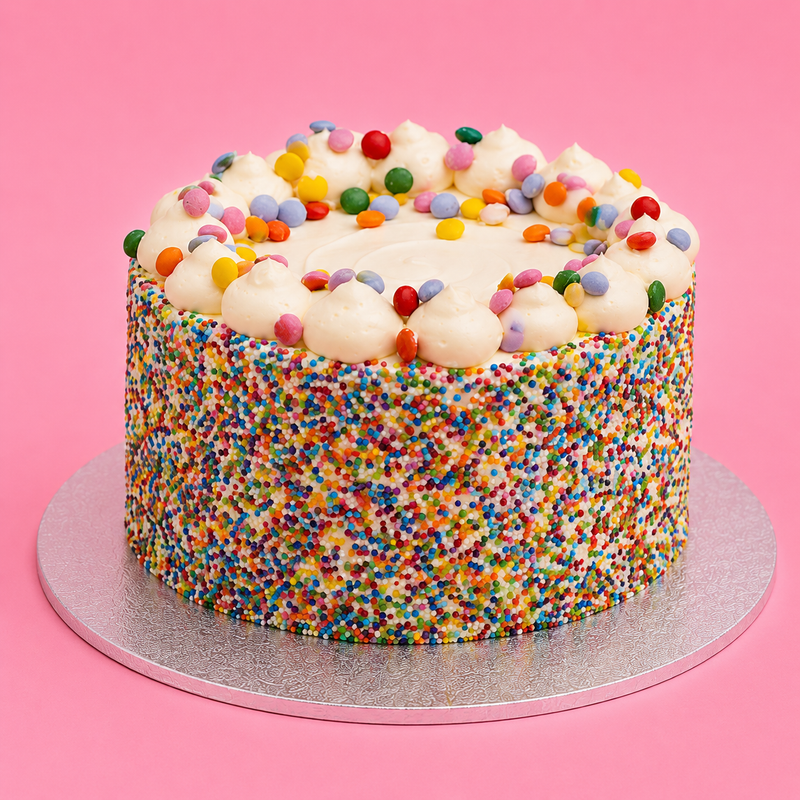 Classic Rainbow Sprinkle Cake