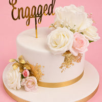 Engaged Gold Leaf Rose Cake