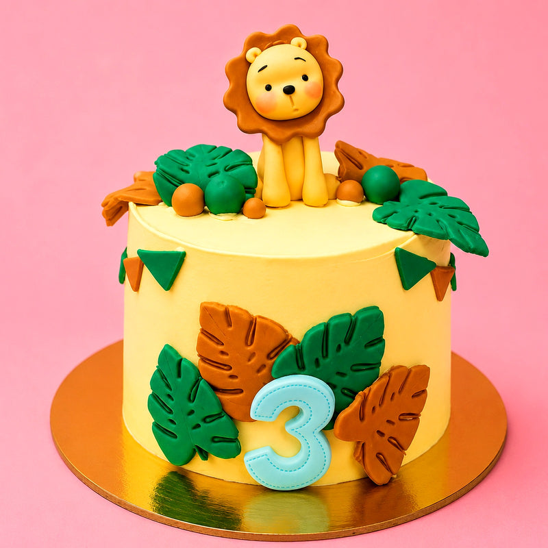 Little Lion Jungle 3rd Birthday Cake