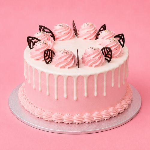 Classic Pink Vanilla Drip Cake