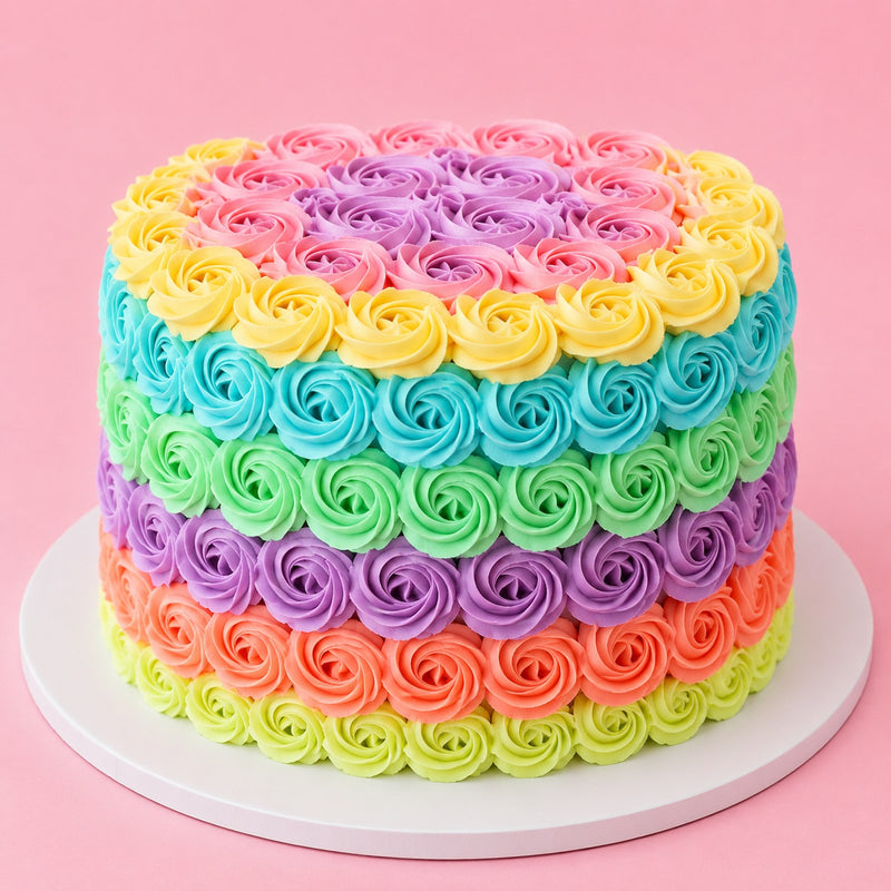 Pastel Rosette Ombré Cake