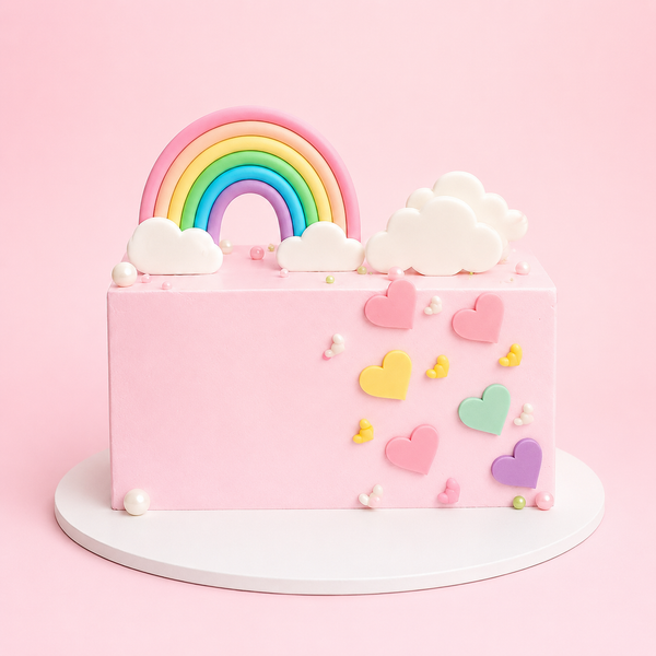 Rainbow Hearts Celebration Cake