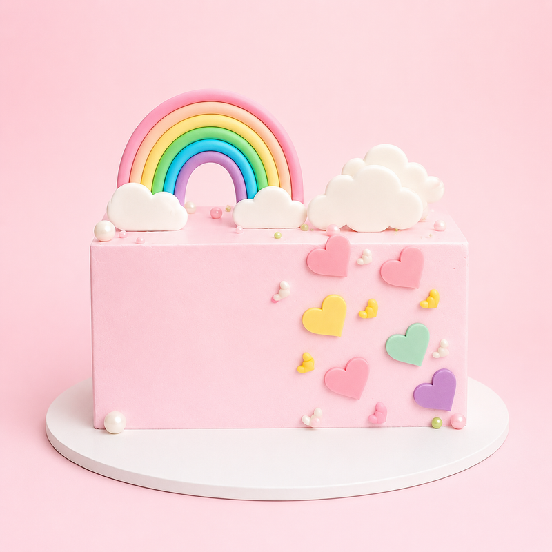 Rainbow Hearts Celebration Cake