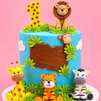 Safari Friends 1st Birthday Cake