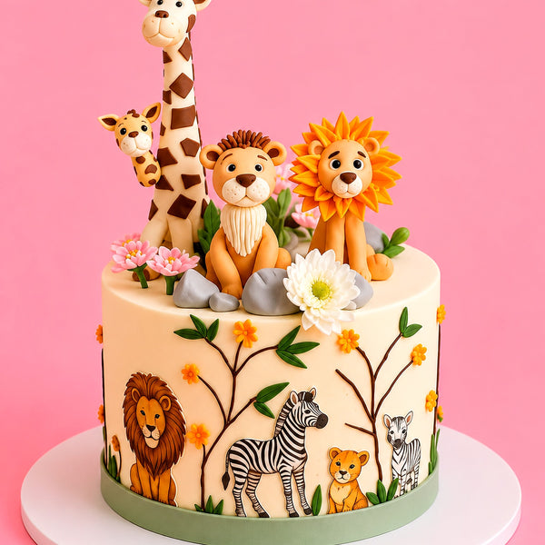 Sculpted Safari Menagerie Cake