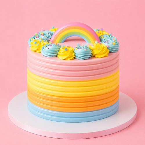 Sunset Ombré Ribbed Rainbow Cake