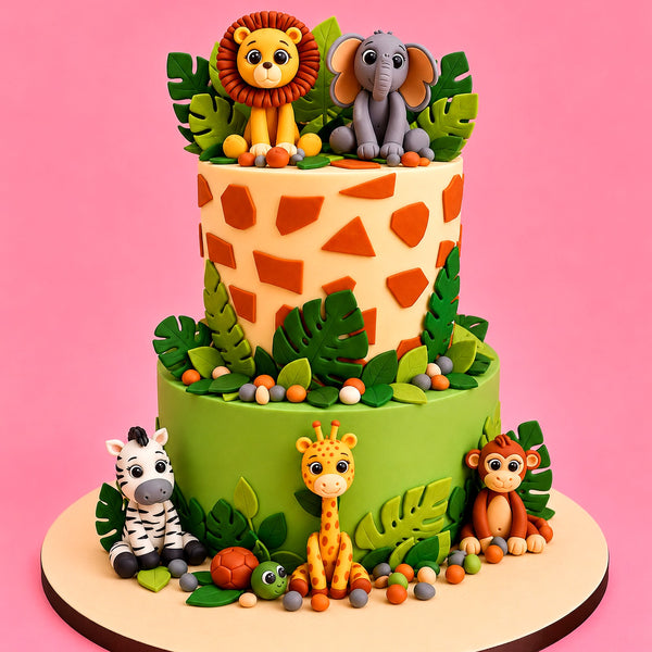 Two-Tier Giraffe Print Safari Cake