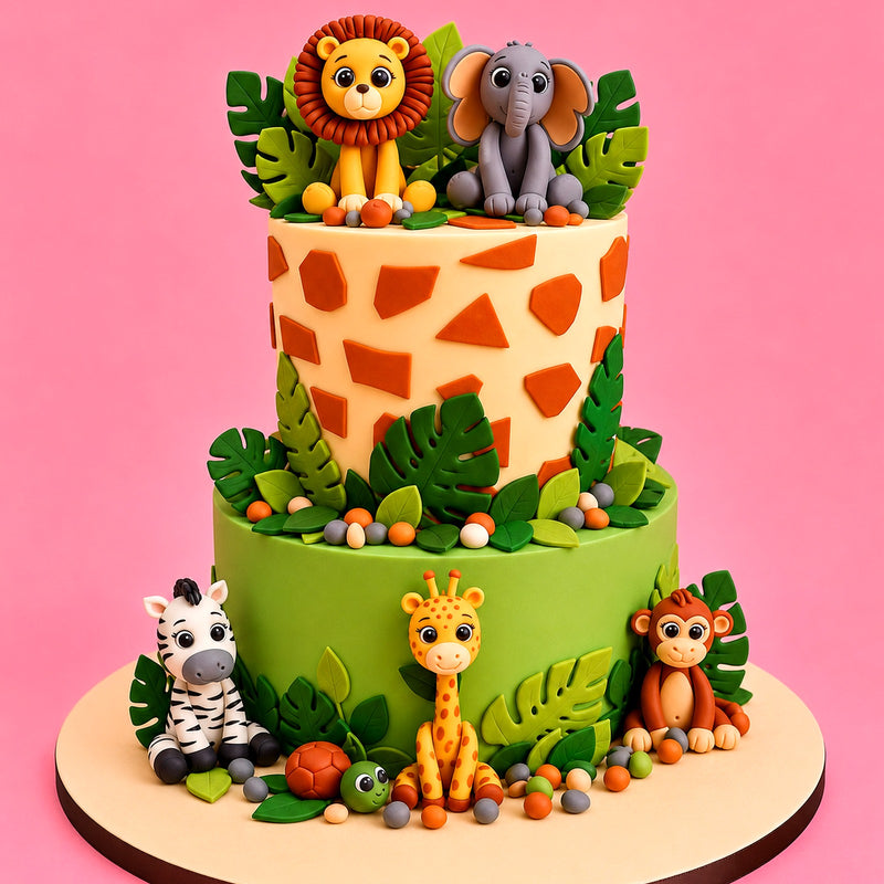 Two-Tier Giraffe Print Safari Cake