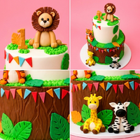 Two-Tier Safari 1st Birthday Cake