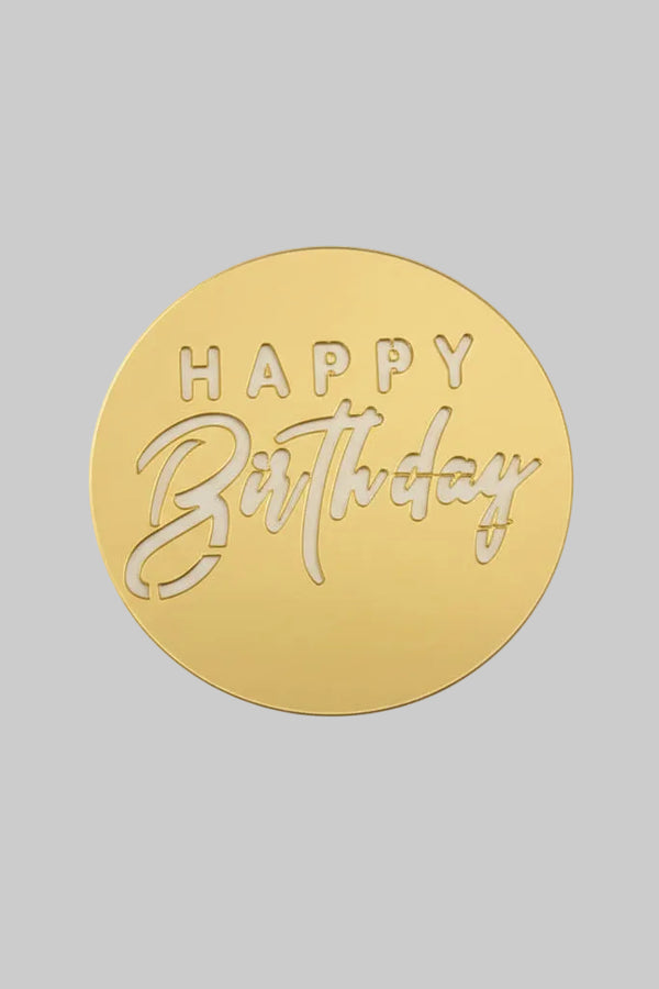 Round "Happy Birthday" Mirror Gold Cake Discs