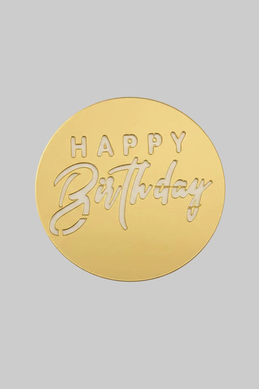 Round "Happy Birthday" Mirror Gold Cake Discs