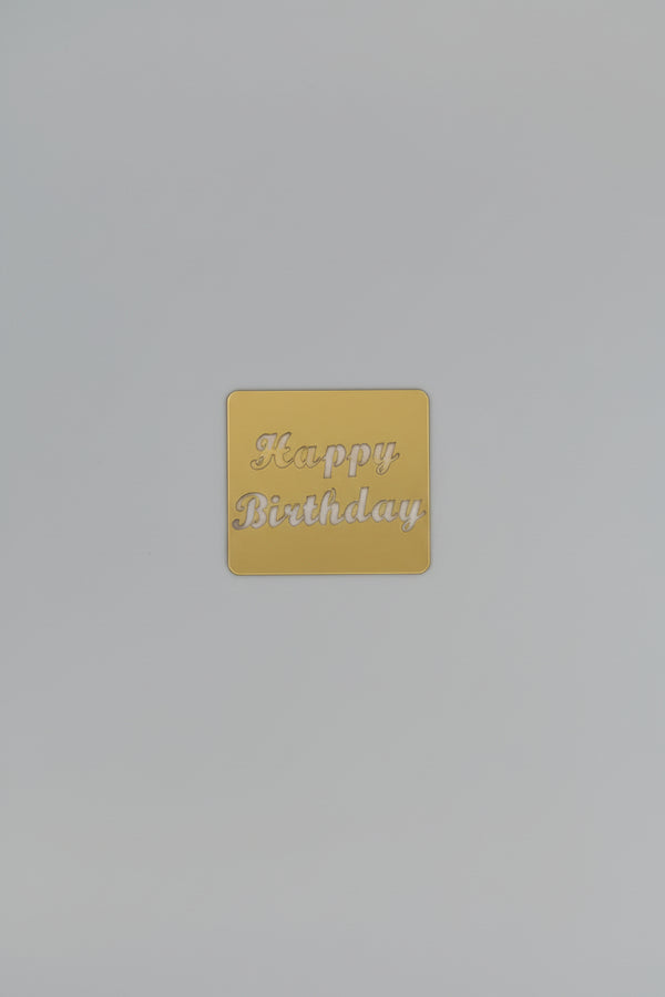 Square "Happy Birthday" Engraved Gold Cake Charms