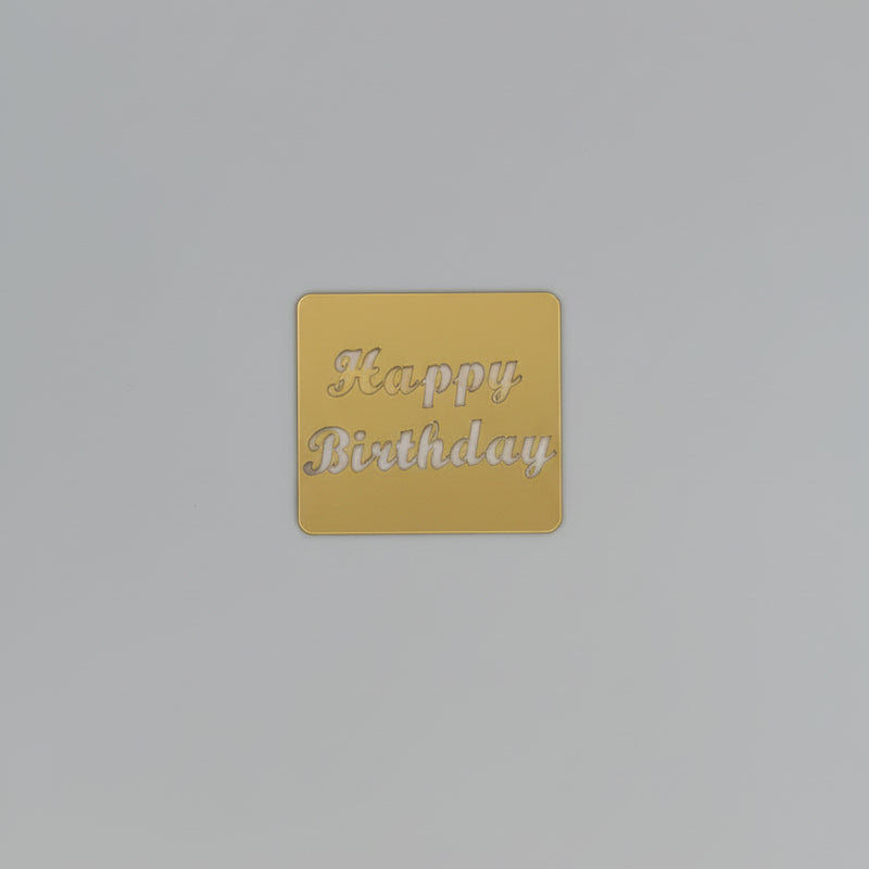 Square "Happy Birthday" Engraved Gold Cake Charms