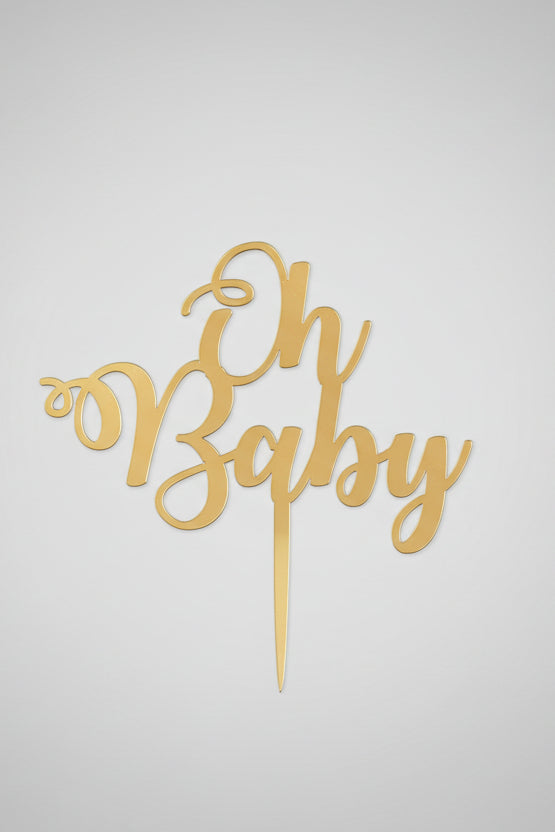 Oh Baby" Script Gold Acrylic Cake Topper