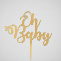 Oh Baby" Script Gold Acrylic Cake Topper