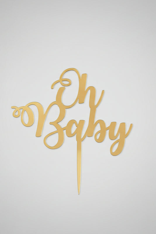 Oh Baby" Script Gold Acrylic Cake Topper