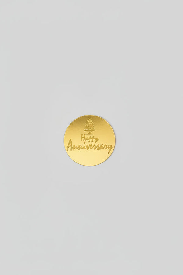 Round "Happy Anniversary" Engraved Gold Cake Discs