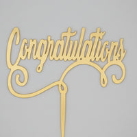 Congratulations" Elegant Script Gold Mirror Cake Topper