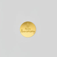 Round "Happy Anniversary" Engraved Gold Cake Discs