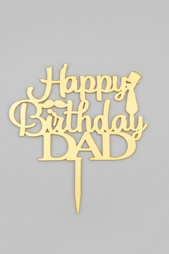 Happy Birthday Dad (Mirrored Gold with Mustache & Tie)