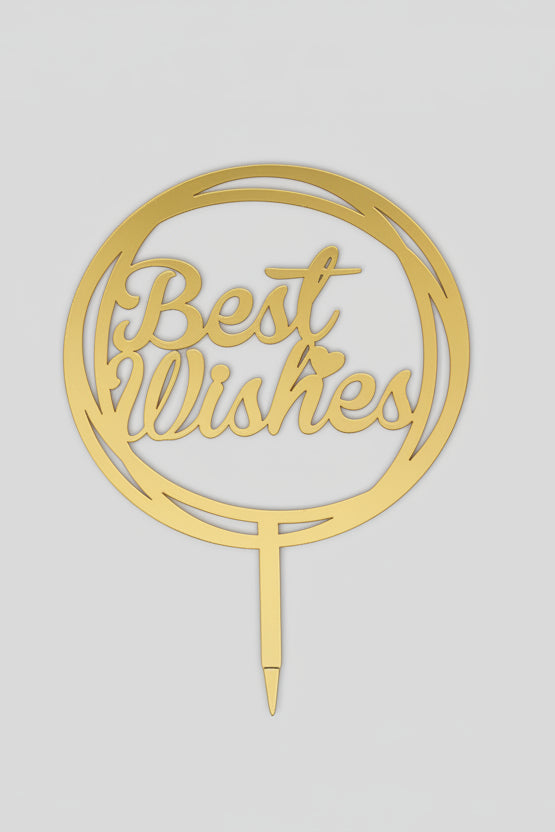 Best Wishes Aura Gold Acrylics Cake Topper