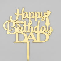 Happy Birthday Dad (Mirrored Gold with Mustache & Tie)