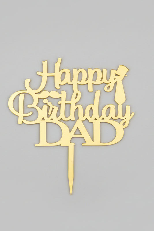 Happy Birthday Dad (Mirrored Gold with Mustache & Tie)
