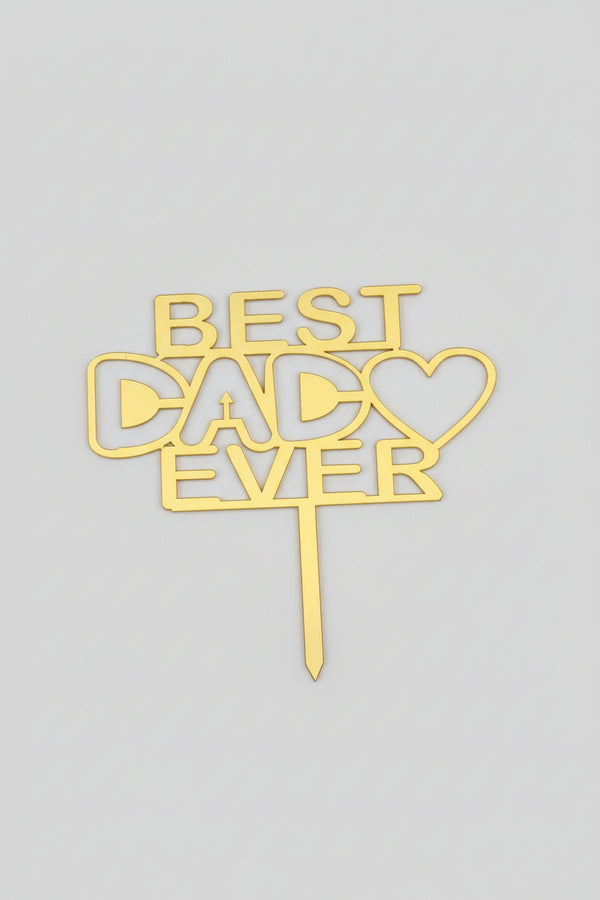 Best Dad Ever (Mirrored Gold Block Text with Heart)