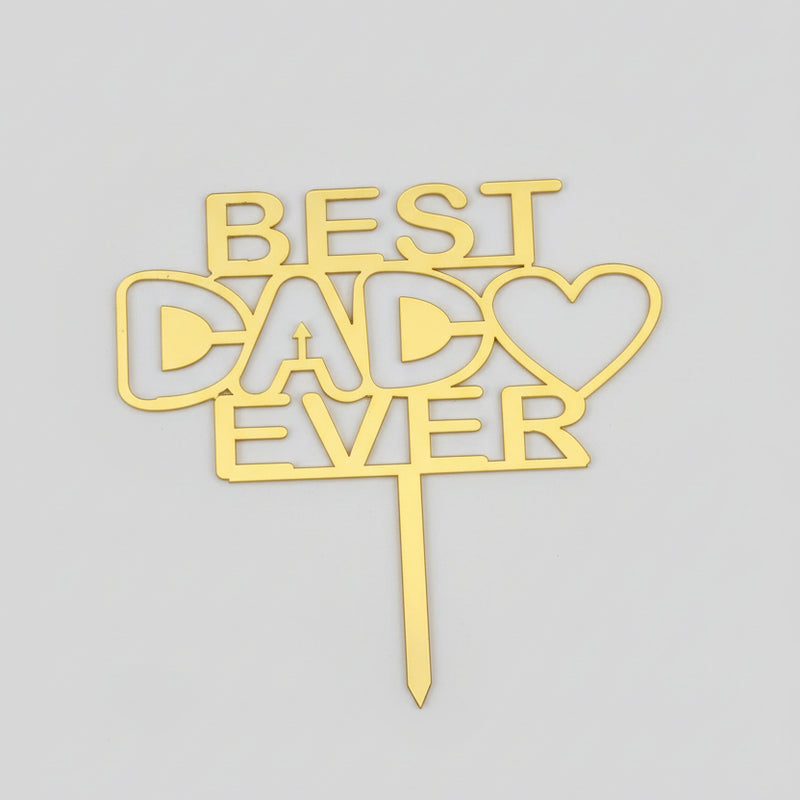 Best Dad Ever (Mirrored Gold Block Text with Heart)